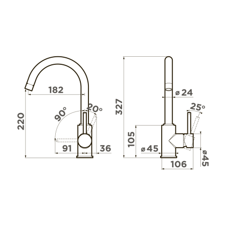 Смеситель для кухни Omoikiri Shinagawa-BN 4994230, нержавеющая сталь