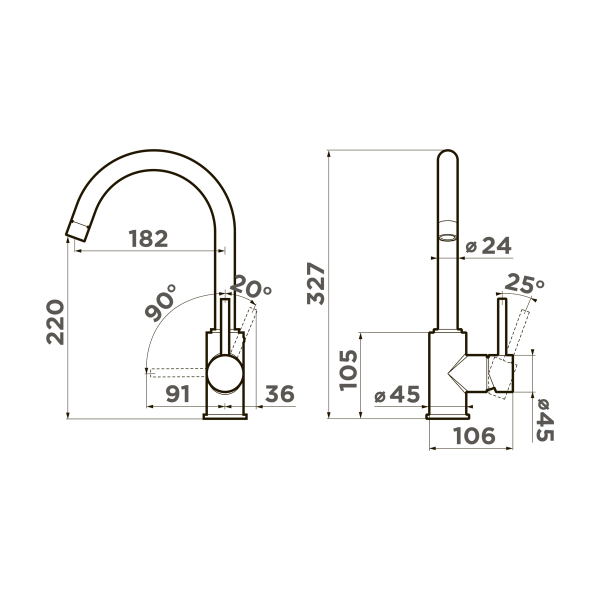 Смеситель для кухни Omoikiri Shinagawa-SA 4994110, бежевый