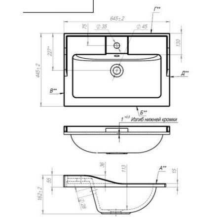 Умывальник Andrea Laura 650 (650*450)