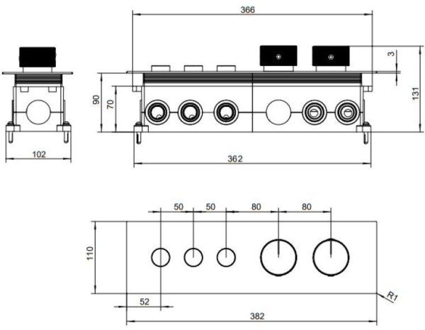 Смеситель для душа Allen Brau Liberty 5.33003-MG (с внутренней частью, 3 выхода) графит браш