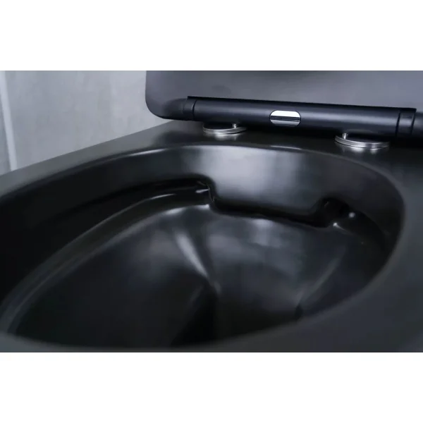 Унитаз подвесной GID Bm2198 безободковый, с сиденьем микролифт, черный матовый