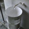 Раковина Kerasan Artwork Barrel 4742K31 отдельностоящая, слив в пол, черный матовый