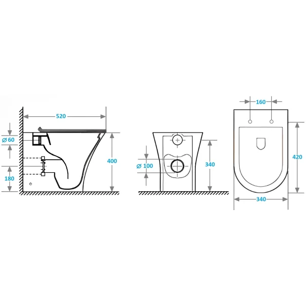 Унитаз приставной Ceruttispa Bernina F CT7842 безободковый, с сиденьем микролифт, белый
