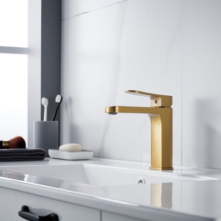 Смеситель для ванны однорычажный с гайкой Shevanik S4501G, Золотой сатин