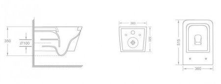 Унитаз подвесной CeramaLux NS5170-18, Черно-Глянцевый