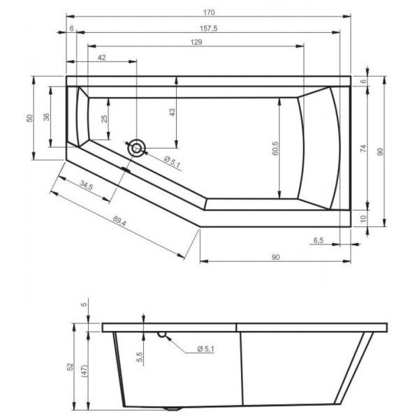 Ванна акриловая Riho Geta BA8900500000000 170x90 L