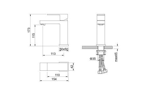 Смеситель для раковины 114, без донного клапана AQUATEK AQ1610CR ЛИБРА, Хром