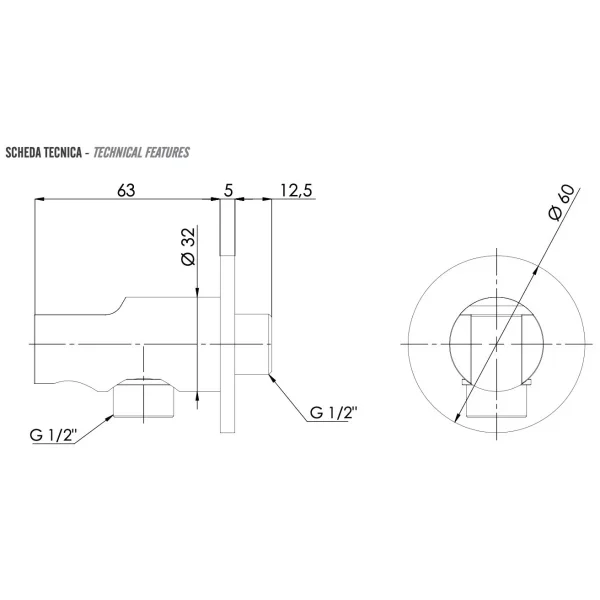 Подключение для душевого шланга с держателем Remer 337M