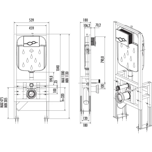 Инсталляция для унитаза Creavit GR5004.01 сенсорная