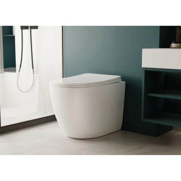 Унитаз приставной Abber Bequem AC1111TMW безободковый, торнадо, с сиденьем микролифт, белый матовый