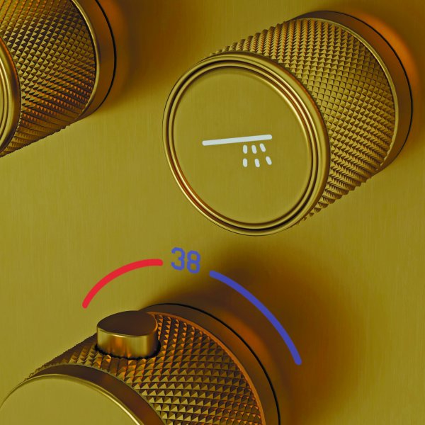 Душевой комплект SANCOS Space встраиваемый c термостатическим смесителем, цвет брашированное золото ,  SC3006BG