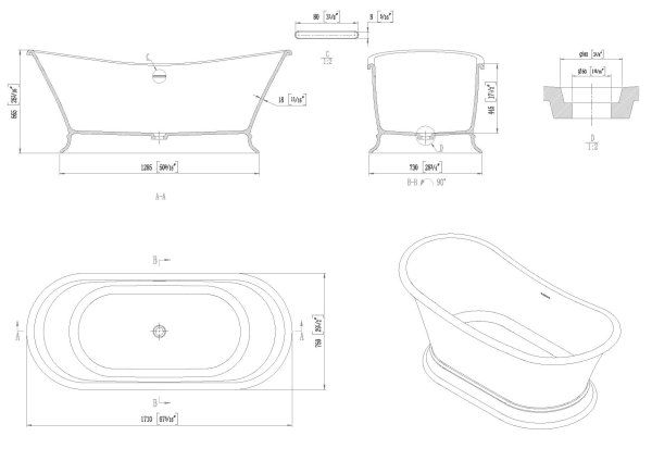 Ванна из искусственного камня Allen Brau Solid Stone Krion Classic 170x75 2.35004.21