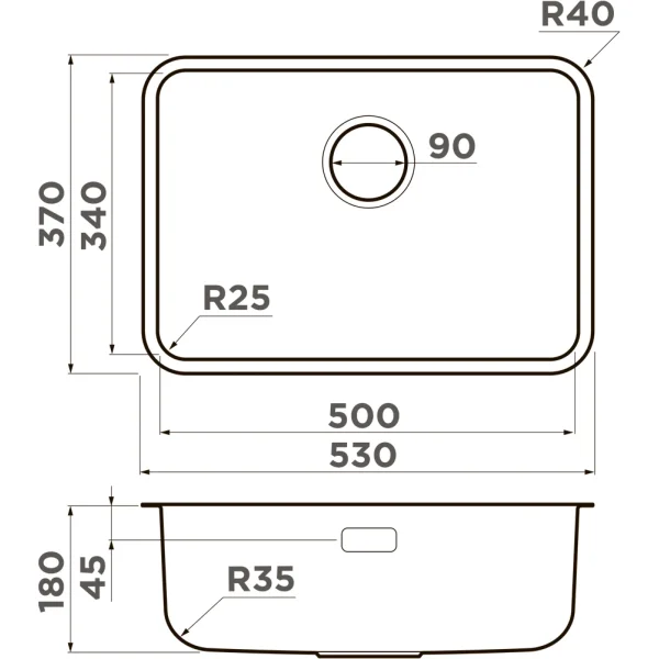 Кухонная мойка Omoikiri Omi 53-U/Ultra Mini-GB 4997418 53x37 см, графит