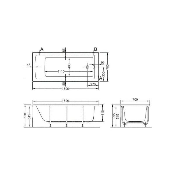 Ванна акриловая VitrA Neon 52520001000 160x70