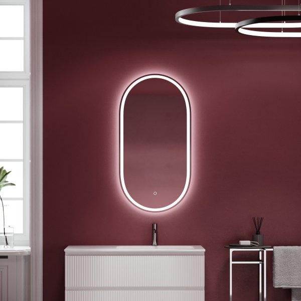 Зеркало для ванной комнаты SANCOS Oval, фронтальная подсветка 550х1050 с сенсорным управлением на прикосновение,  OV55F