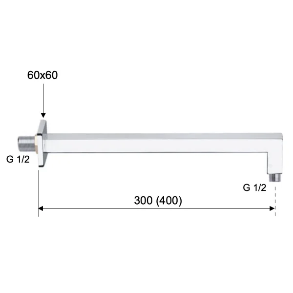 Кронштейн для верхнего душа 400 мм Remer 348S40