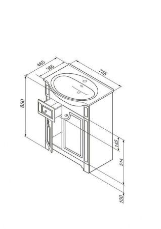 Раковина Dorff Tradition M95WCC0752WG 75 см белый глянец