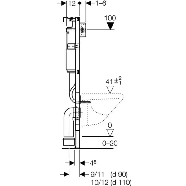 Инсталляция для унитаза Geberit Duofix Delta 01 111.154.11.2 с кнопкой смыва, альпийский белый