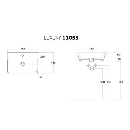 Раковина Dreja Luxury 11055-KL, 55 см