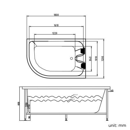 Акриловая ванна Grossman GR-18012R 180х120