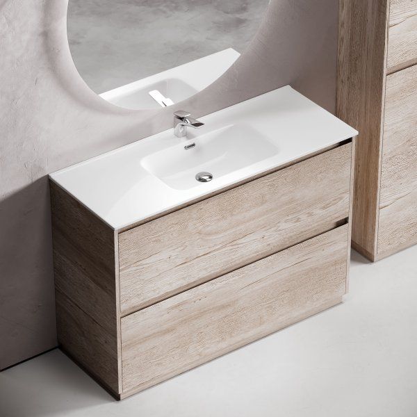 Тумба под раковину SANCOS Libra Floor напольная, 1190х450х840, c двумя ящиками оснащенными доводчиками, дуб галифакс натуральный,  LB120F-1EG