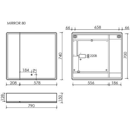 Шкаф-зеркало Sancos Mirror MI80ECH 80 дуб чарльстон