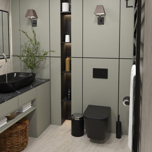 Унитаз подвесной Teymi Helmi S безободковый, сиденье микролифт, черный матовый T40302MB