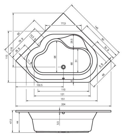 Ванна акриловая Riho Winnipeg BA4800500000000 145x145