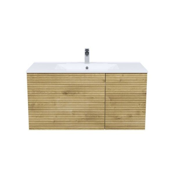 Тумба с умывальником, подвесная, 100 см, дуб светлый, Bild, IDDIS, BIDEL1NL0VZJ0iLY95AEK