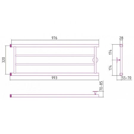 Полотенцесушитель водяной Стилье Минор 0600 32х100 хром