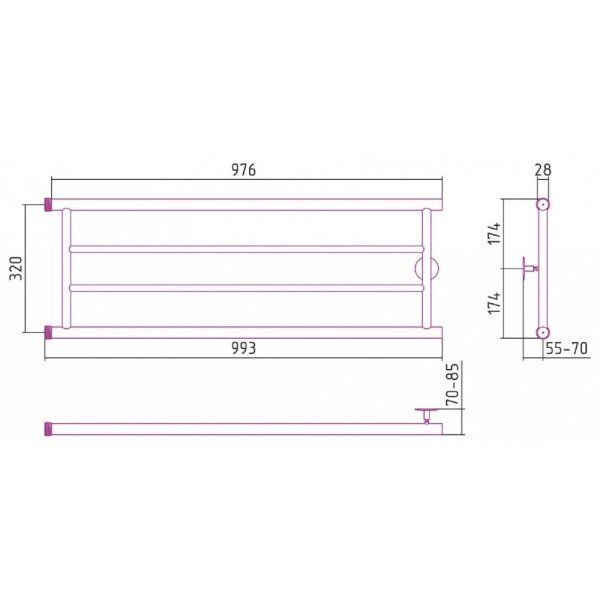 Полотенцесушитель водяной Стилье Минор 0600 32х100 хром