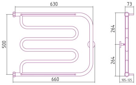 Полотенцесушитель водяной Сунержа Лира 00-4012-5065 500x650 без покрытия