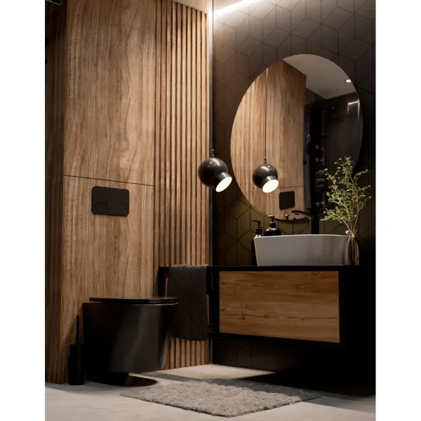 Унитаз подвесной AQUAme AQM2001MB безободковый, с сиденьем микролифт, черный матовый