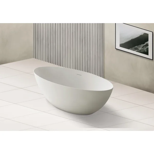 Ванна из литьевого мрамора Abber Stein AS9625-1.8 180x85 см, отдельностоящая, белый матовый