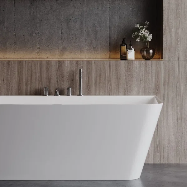 Смеситель на борт ванны AQUAme Siena AQM6219GM с душевым гарнитуром, оружейная сталь