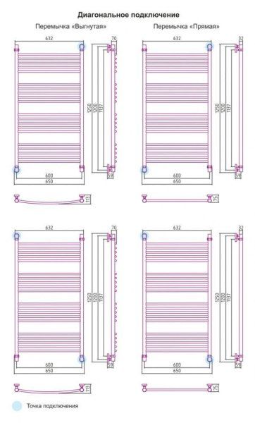Полотенцесушитель водяной Сунержа Богема 1200x600 хром выгнутый
