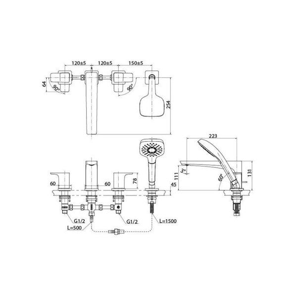 Смеситель Toto GE TBG07202R для ванны, хром
