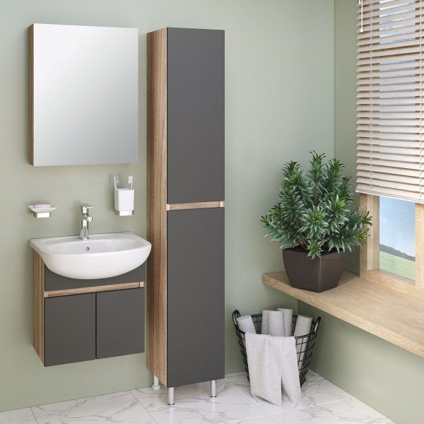 Тумба Runo Лада 50 подвесная графит под умывальник Уют 50 (00-00001367)