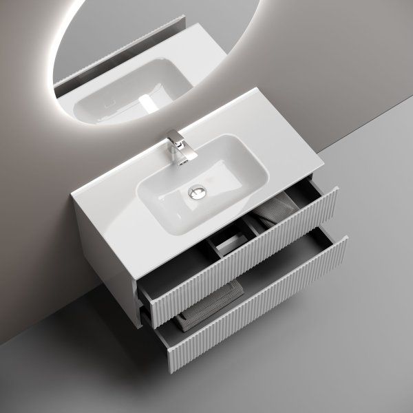 Тумба подвесная SANCOS Snob R 890х445х500, c двумя ящиками оснащенными доводчиками, Bianco, SNR90W