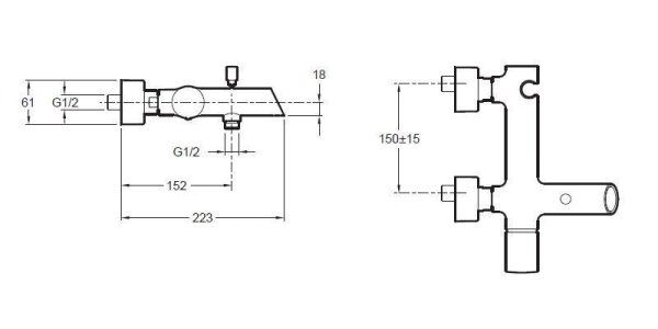 Смеситель Jacob Delafon Toobi E8963-CP для ванны с душем