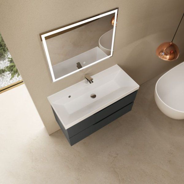 Тумба под умывальник подвесная AQUAme "S3" AQM900310GM 100 см., цвет антрацит.