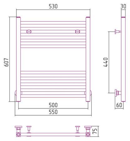 Полотенцесушитель водяной Сунержа Модус 600х500 хром