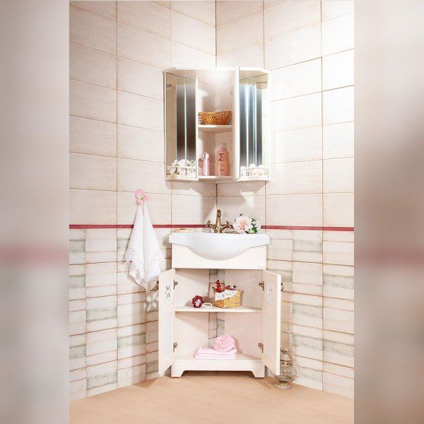 Зеркальный шкаф Бриклаер КАНТРИ с балюстрадой, бежевый дуб прованс