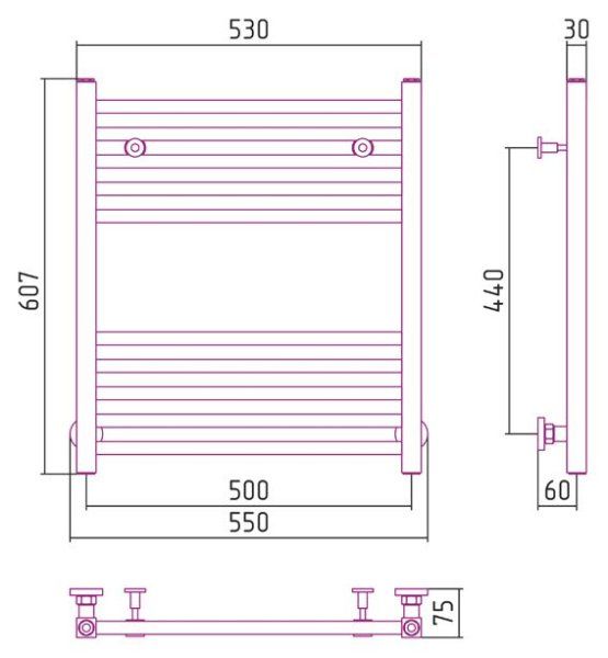 Полотенцесушитель водяной Сунержа Модус 600х500 хром