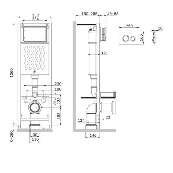 Инсталляция для подвесного унитаза с клавишей ErgoFit L AM.PM ErgoFit I012711.0151