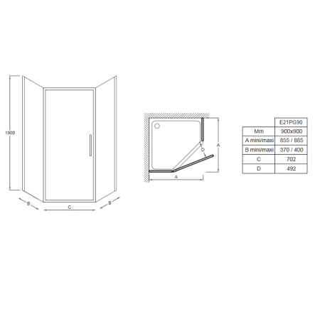Боковая стенка Jacob Delafon Vertigo E21PG90-GA 40x190