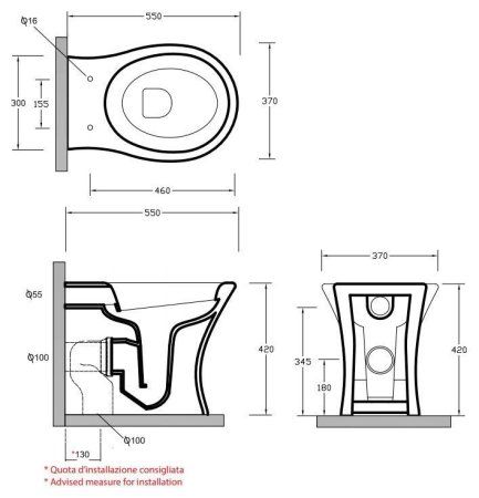 Унитаз приставной Olympia Formosa 03FO011
