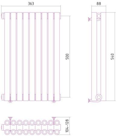 Дизайн-радиатор Сунержа Эстет 500х363 хром (9 секций) водяной