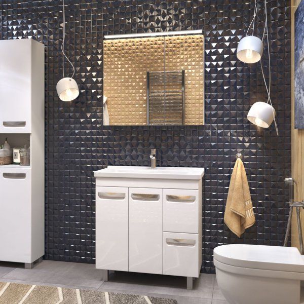 Шкаф VIGO навесной с зеркалом Plaza 800 со светильником (zsh.PLA.80.El)