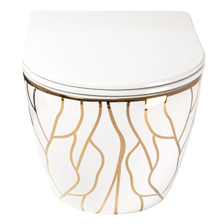 Подвесной унитаз REA CARLOS FLAT WAVE GOLD белый REA-C8767